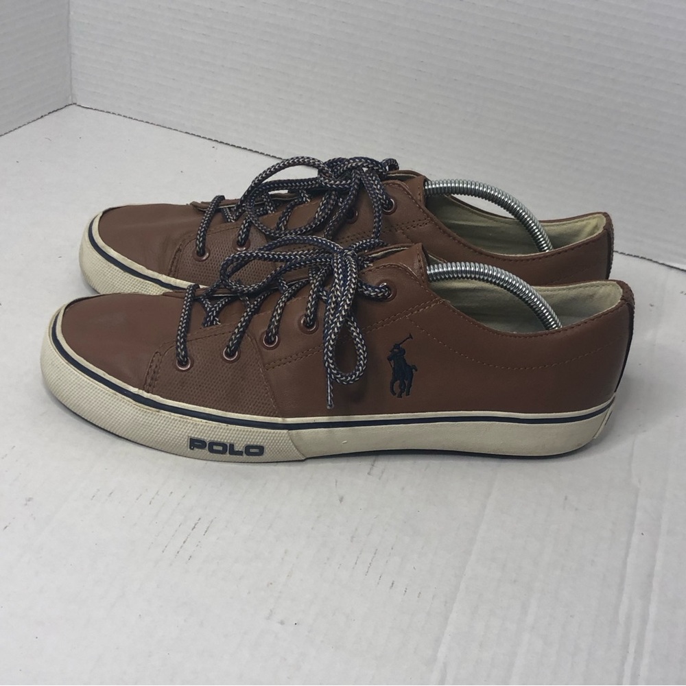 Ralph Lauren Loafers Polo Mens 11.5D Cantor Low II Leather Brown Boat Shoes